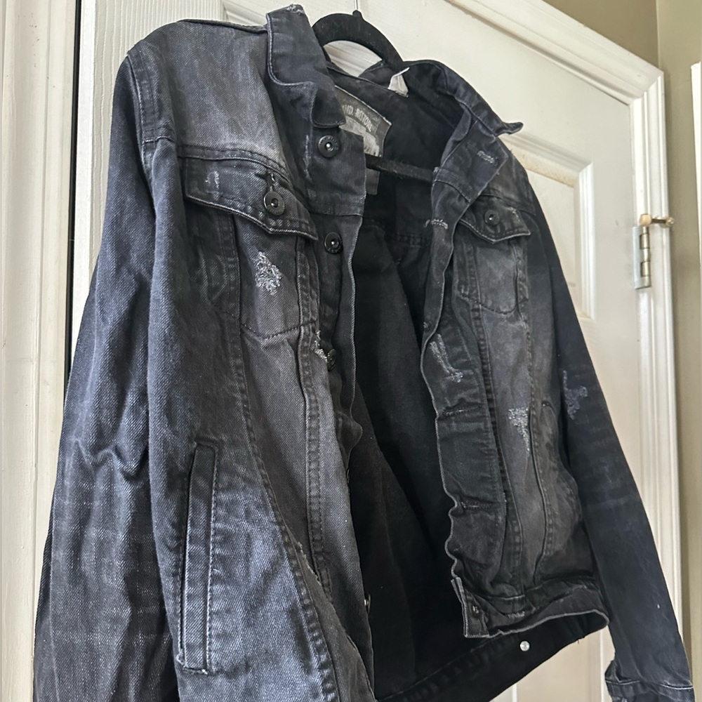 Distressed black jeans jacket xl petite!